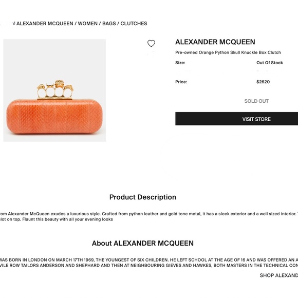 Alexander McQueen Coral Snake Skin Knuckle Box Clutch - Picture 4 of 5